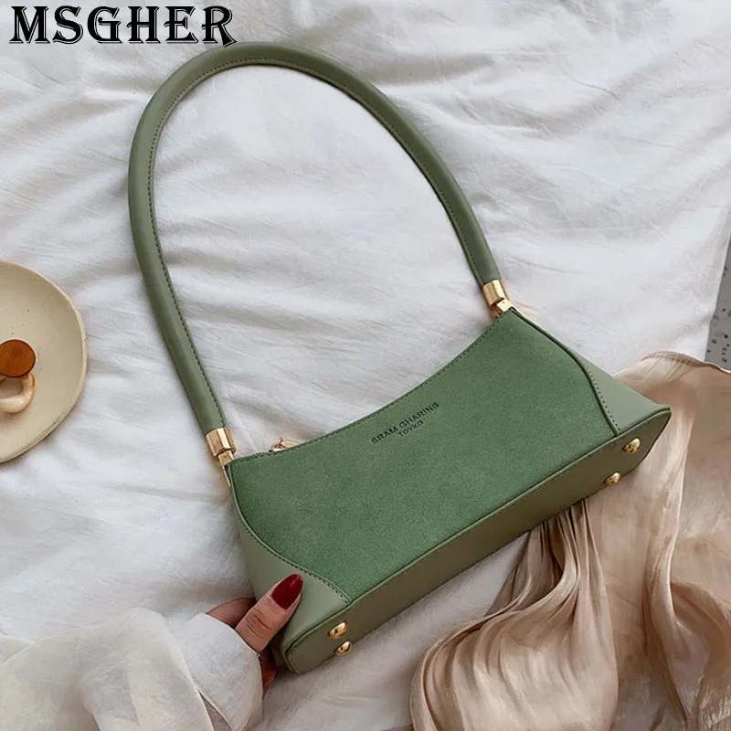 

MSGHER Frosted Solid Patchwork Flap Women Shoulder Bag French Vintage Style Niche Joker Personality New Age Girl Bag WB2952