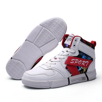 

Autumn Men's High Sneakers White Lace Up Microfiber Casual Men Shoes Red Comfortable Sports Shoes Man 2020 New Zapatillas Hombre