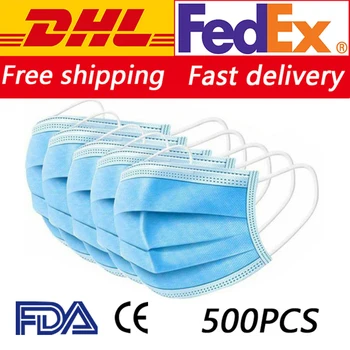 

DHL Fedex 100/200/500PCS 3 Layer Disposable Face Masks Anti infective Safety Protective Mouth Mask Protection breathable