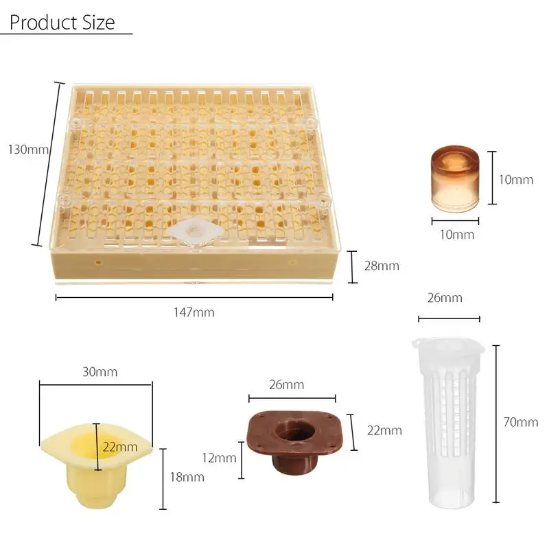 

Hot Sale Beekeeping Cup kit 100 Cell Cups Bee Tool Set Queen Rearing System Bee Complete Catcher Cage Apiculture Helper