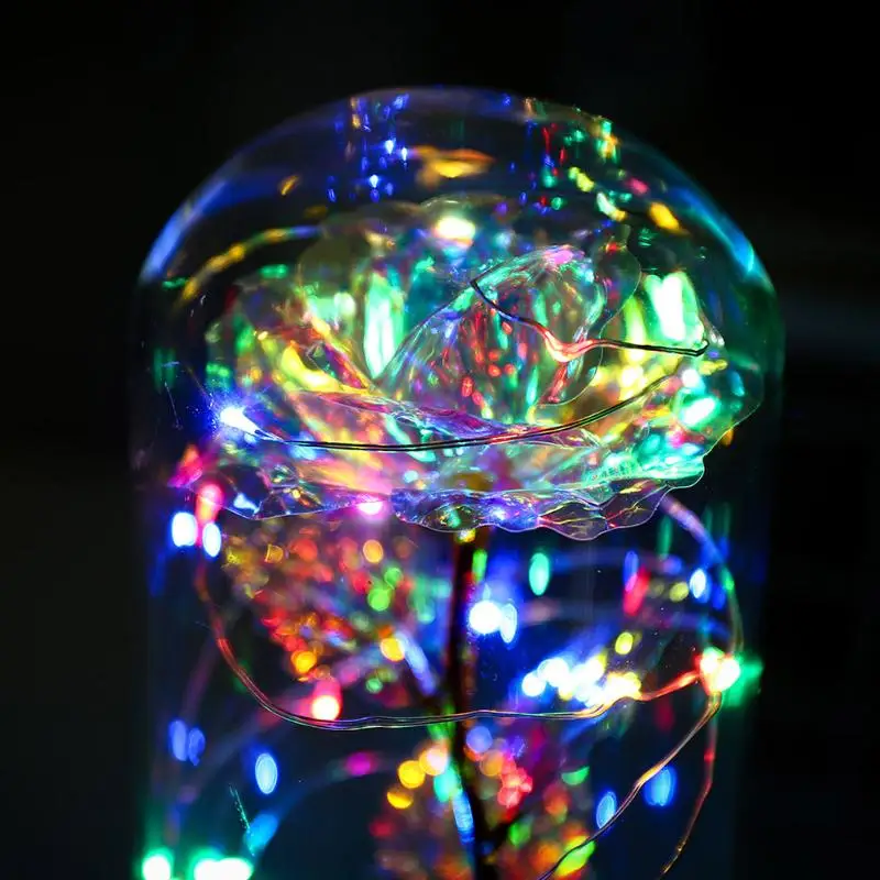 20LED креативный ночник цветной золотой фольги розы стеклянная крышка купол украшение батарейный медный провод сказочные гирлянды