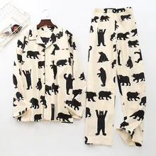 

Cute white bear 100% brushed cotton men pajama sets Autumn Casual fashion animal sleepwear men homewear sexy pijamas mujer