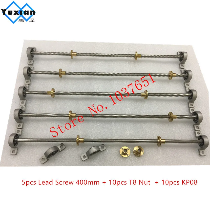 5 Stück T8 Gewindespindel 200mm - 8mm Führung 2mm Steigung Mit Messingmuttern Für 3D-Drucker