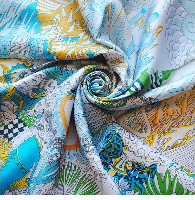HuaJun 2 магазин | крутой цвет, соответствующий "cosmographhia Universalis" 90 Шелковый квадратный шарф саржевый струйный шарф ручной завивки
