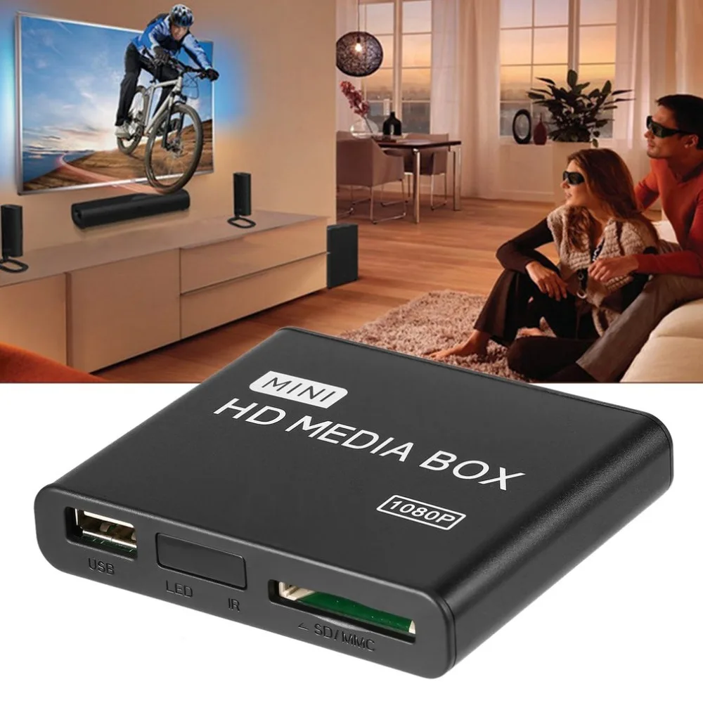 Media Player Box Mini Full 1080p HD MPEG/MKV/H.264 AV USB 2.0+ Remote Support MKV / RM-SD / USB / SDHC / MMC HDD EU - ANKUX Tech Co., Ltd