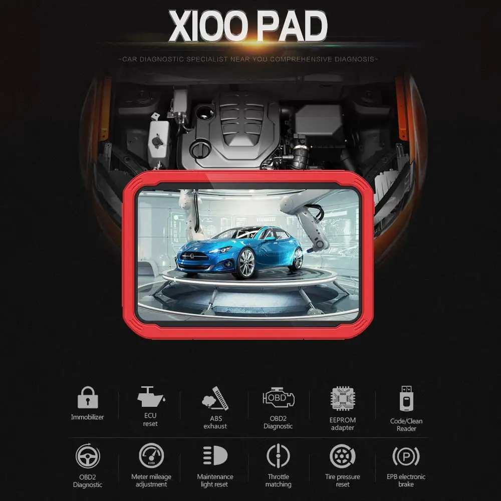 XTOOL X-100 планшет ключ программист с EEPROM адаптером масляный сервисный светильник/дроссельная заслонка/EEPROM/висячий сброс OBDII диагностический инструмент