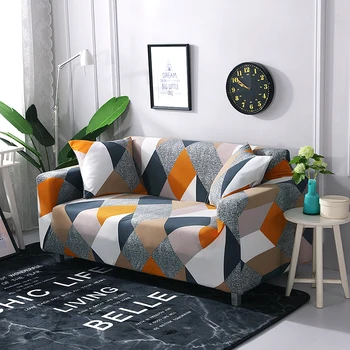 

Geometric Patten Elastic Sofa Cover for Living Room Spandex Armchair Cover Couch Cover 1/2/3/4 Seater 4 Size Available
