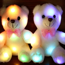 Новая плюшевая игрушка, Красочный Светодиодный светящийся маленький мишка, плюшевый Ночной светильник, животные, плюшевые игрушки для детей, дропшиппинг(не аккумулятор