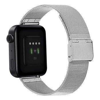 

Snap Button Milanese Metal Watchband For Xiaomi Mi Smart Watch 2019 Stainless Steel Slide Fastener Watch Band Wristband Strap