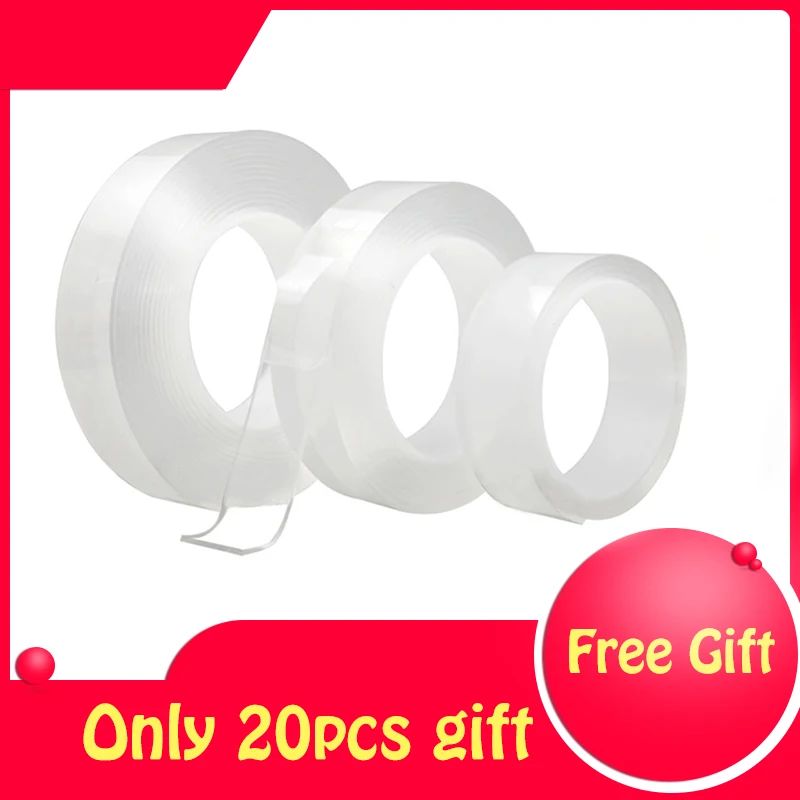 

1/2/3/5m Reusable double-sided Adhesive tape Scotch tape Nano Traceless Transparent Tape home improvement Gadgets 2020 new