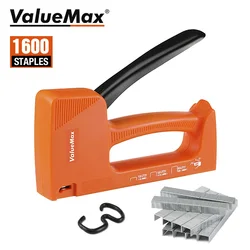 Valuemax luz dever grampeador arma de grampeador manual ferramenta mão prego arma ferramenta do agregado familiar com 1600pc grampos