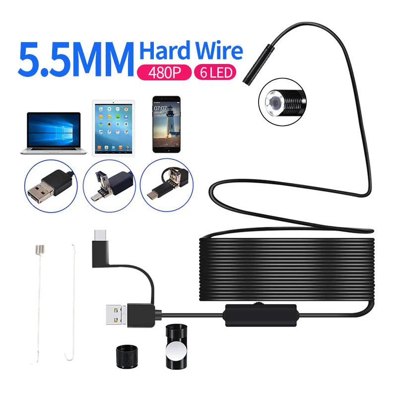 1080P/640P USB Endoscope Inspection Camera 3 in 1 USB/Micro USB/Type-C Endoscope Camera Borescope with 8 LED for Samsung Huawei best security camera system Surveillance Items