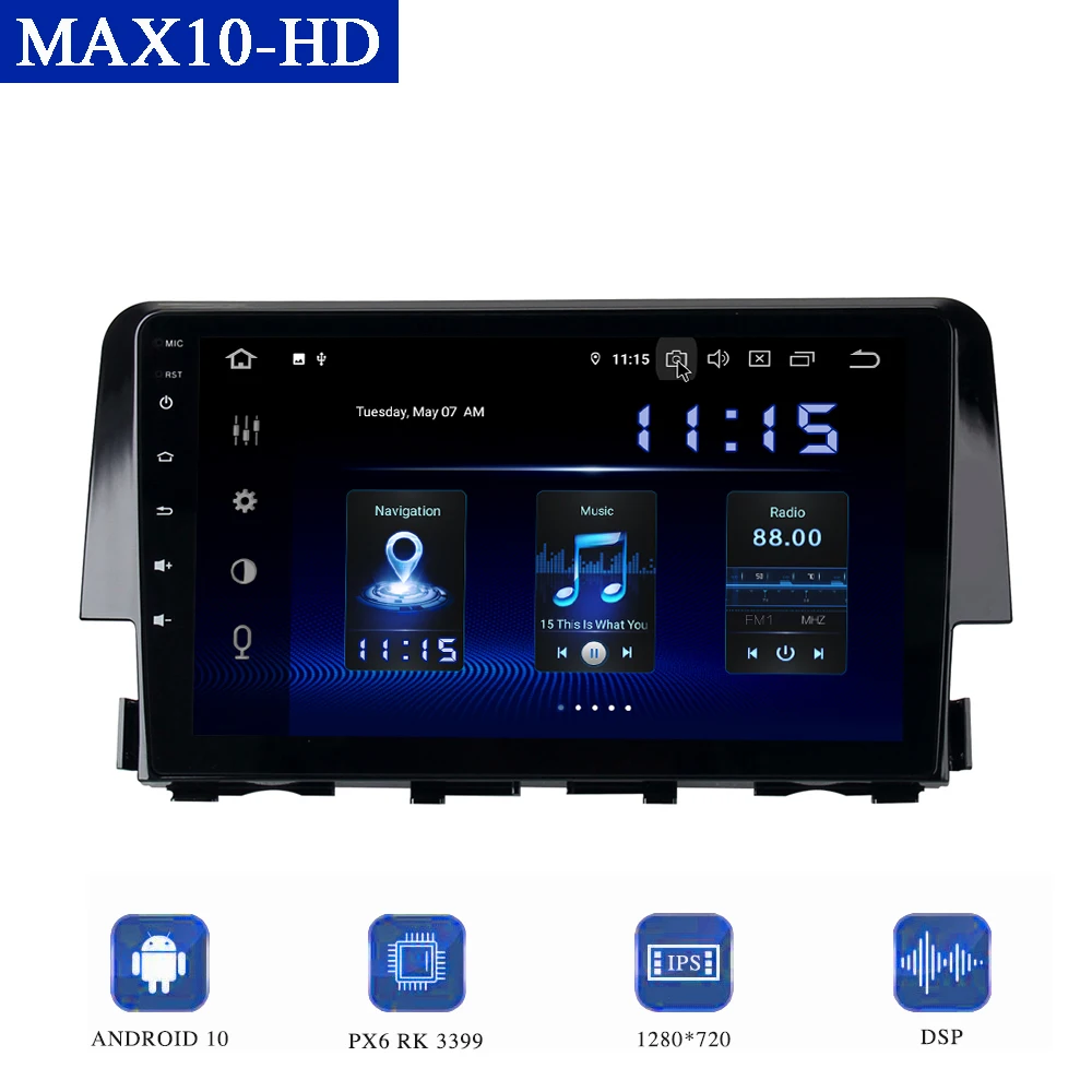 Android 10.0 Car Radio for Honda Civic 2015 2016 2017 2018 2019 Multimedia Player IPS screen GPS Navi CarPlay DSP Bluetooth 5.0