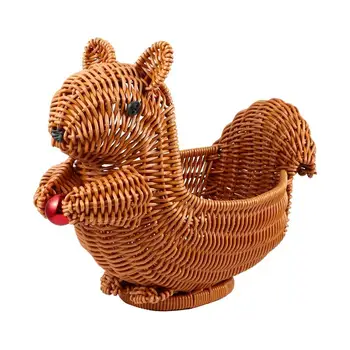 

1pc Rattan Weave Plastic Art Fruit Basket Squirrel Foods Fruit Storage Basket Kitchen Organization