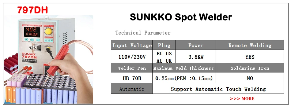 SUNKKO 709AD точечный сварочный аппарат 2.2квт высокомощный аккумулятор цифровой дисплей Мобильный пайка точечный сварочный аппарат 18650 импульсный точечный сварочный аппарат 110 230 В