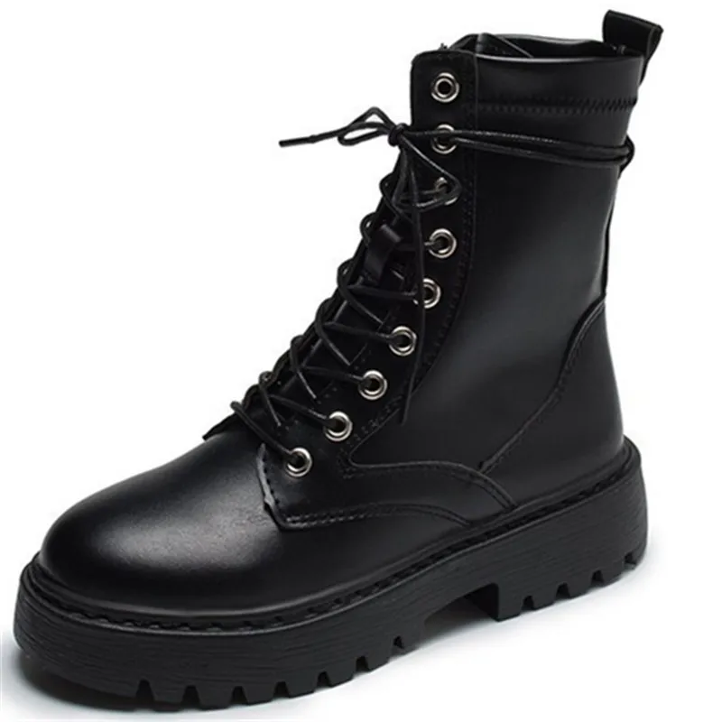 Compra Botas con cordones de bolsillo para mujer, botines femeninos, botas  del ejército de combate, botas cortas con cremallera, zapatos de plataforma  para mujer en la tienda en línea Ryanshoes Store a