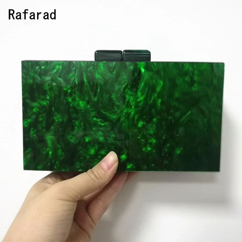 18X10 Cm Pearl Green Acrylic Clasp Mirror Inside Chain Messenger Flap Girl Lady Female Evening Acrylic Box Clutches Purse Wallet