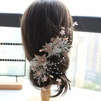 

New Super Immortal Korean Bride Pearl Flower Hairdress Wedding Hairdresser Set