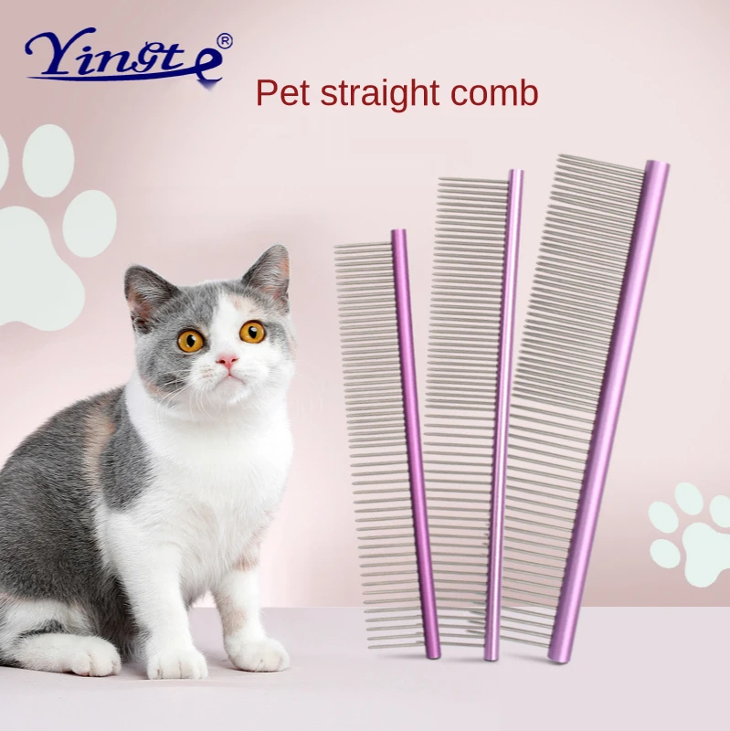 

Цветная стальная Расческа для домашних животных, фиолетовая стальная расческа, Однорядная Расческа для зубов, красивая расческа, закрывающая зубы, редкая зубная щетка для кошек