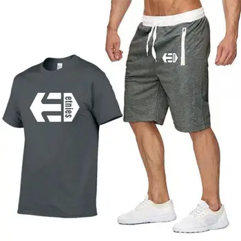 

Latest model Etnies Men's casual t-shirt gyms Fitness pants men summer special offer men sets t-shirts two-piece