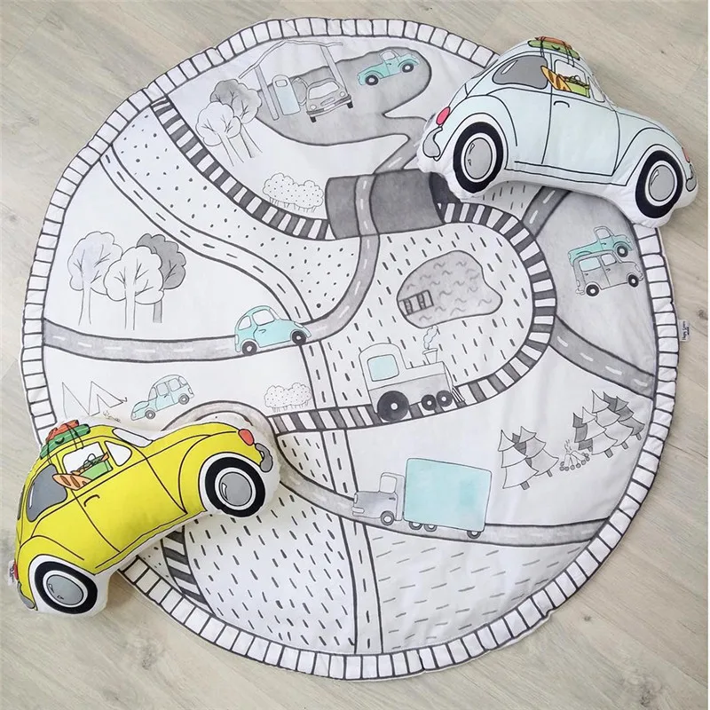 Baby Car Racing Road Game Play Mat 26 English Letters Kids Educational Crawling Blanket Village Road Unicorn Floor Carpet (3)