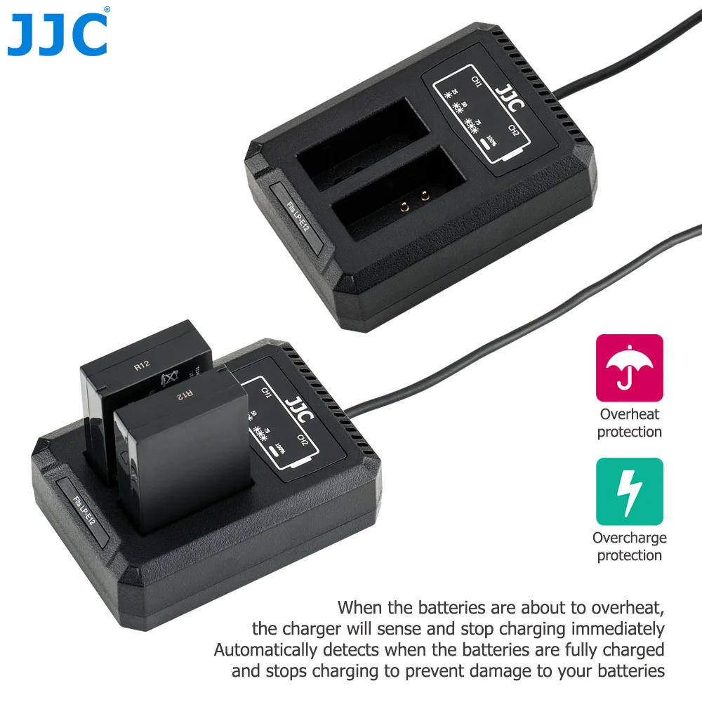 JJC USB двойное зарядное устройство для Canon LP-E12 LPE12 батареи на камеру Canon PowerShot SX70 HS EOS M M50 M100 заменяет LC-E12C