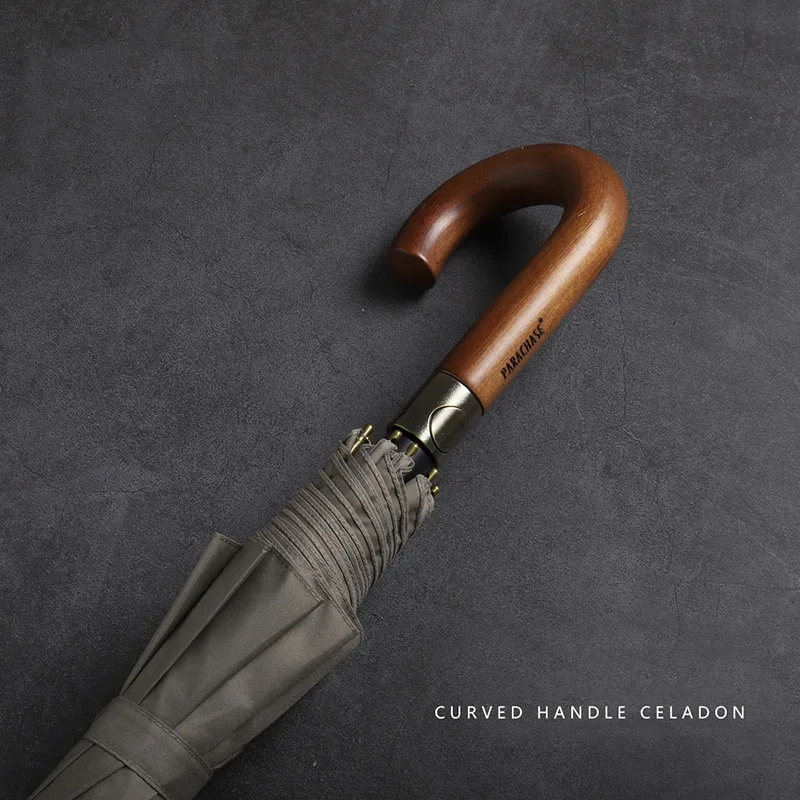 Khaki-Hook Зонтик grande para hombre, mujer, lluvia, doble capa, a prueba de viento, 8 varillas, манго Ларго, Paraguas automatico - Цвет: Khaki-Hook