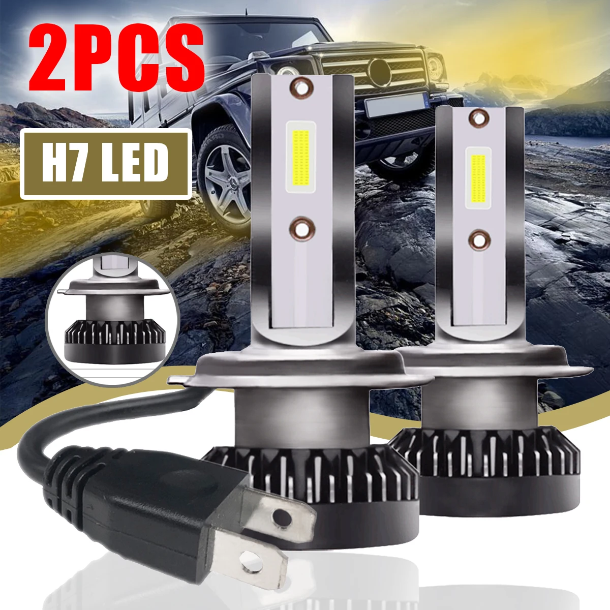 2 шт./компл. автомобиля H7 фар 55W 12 V-24 V 5500LM COB светодиодный 6000 К яркий белый фар дальнего света лампы Водонепроницаемый IP68 автомобильные лампы для фар