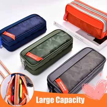 

Camo Large Capacity Boys Girls Big Two-Tier Pencil Case School Supplies Stationery Gift School Tools Pencil Bag Back To School