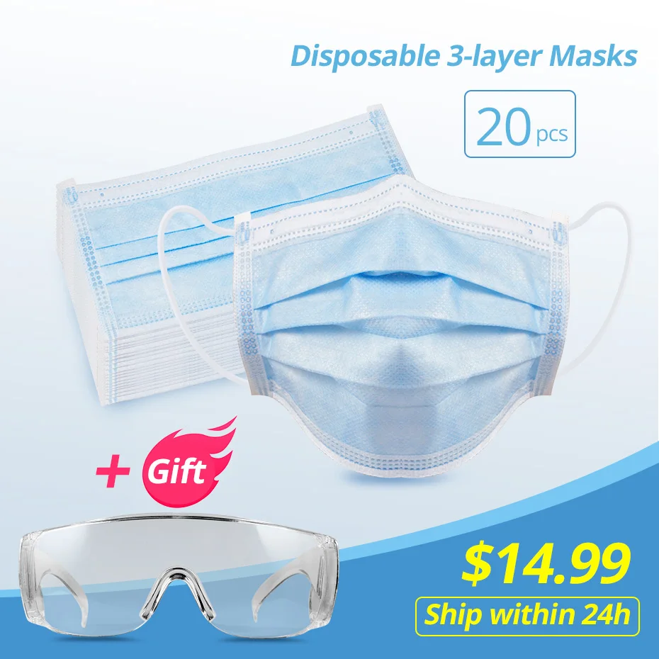 

Anti-dust Safe Breathable Mouth Mask Disposable Ear-loop Mask Safety Goggles Eyes Mask For Comprehensive Protection