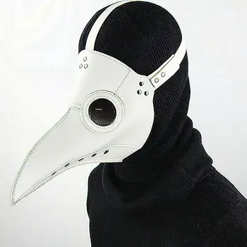 

Holloween Mask Halloween Plague Bird Doctor Mask 30x25cm 3D Long Nose Bird Mask Halloween Cosplay Leather Mask Black White Color