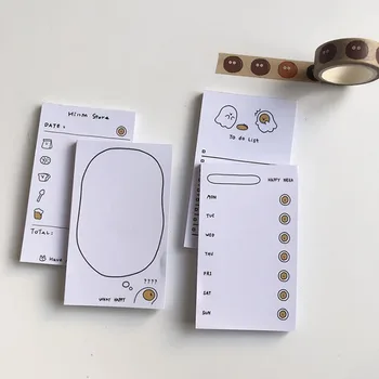 

1 Pcs Cute 50 Sheets Poached Egg Paper Memo Pads Message Stickers Happy Plan Sticky Notes Schedule Diary Stationery Gifts