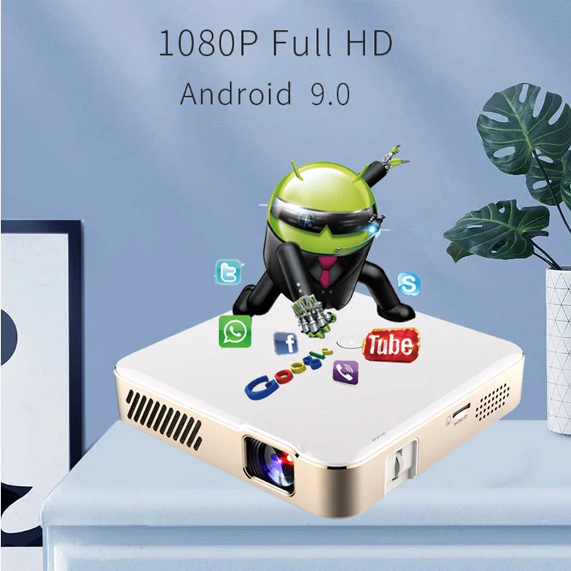 Smartldea Native full hd 1920 x 1080p Smart projector Android 9.0 5G Wifi BT4.1 Build-in 10500mAh battery home video Beamer portable projector mini projector video projector