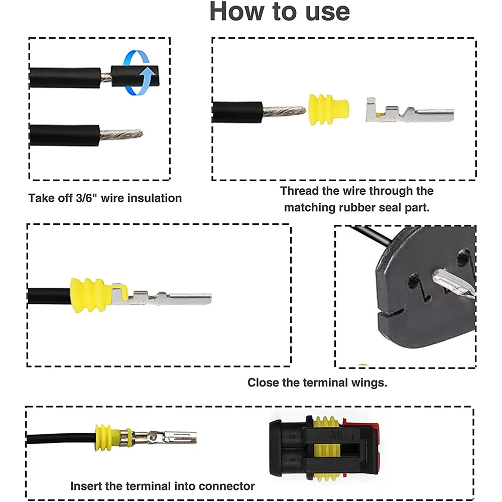 Waterproof Electrical Wire Connectors - 26 Sets, 2/3/4 Pin, 352/708pcs Terminal Connectors, 12A Description Image.This Product Can Be Found With The Tag Names 2 pin 12 electric connectors, Electrical connectors 2 pins, Waterproof connector terminal, Waterproof wire connector 4pin
