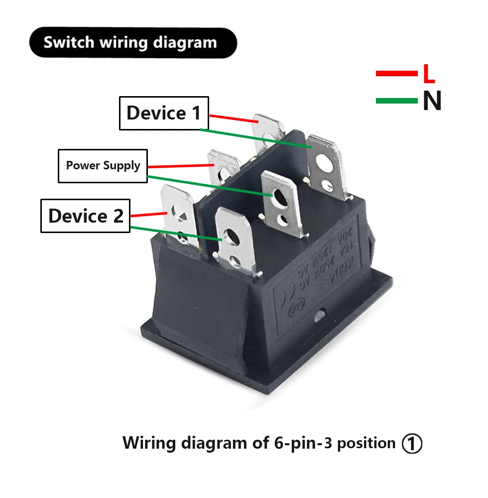 Rocker Switch Power Kcd4 1pcs On Off On 3 Position 6 Light Aliexpress