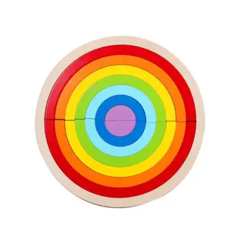 

Colorful Wooden Blocks Puzzle Toys Children Kids Creative Rainbow Assembling Building Block Boys Girls Gifts