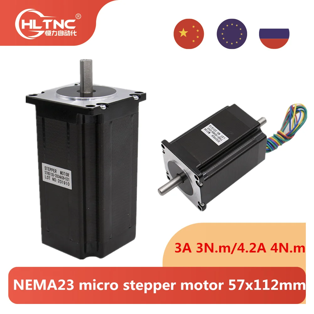 RU ES NEMA23 микро шаговый двигатель 57x112 мм 4 свинцовый 4.2A 3A 3N.m Nema 23 428Oz in для 3D принтера CNC гравировальный фрезерный