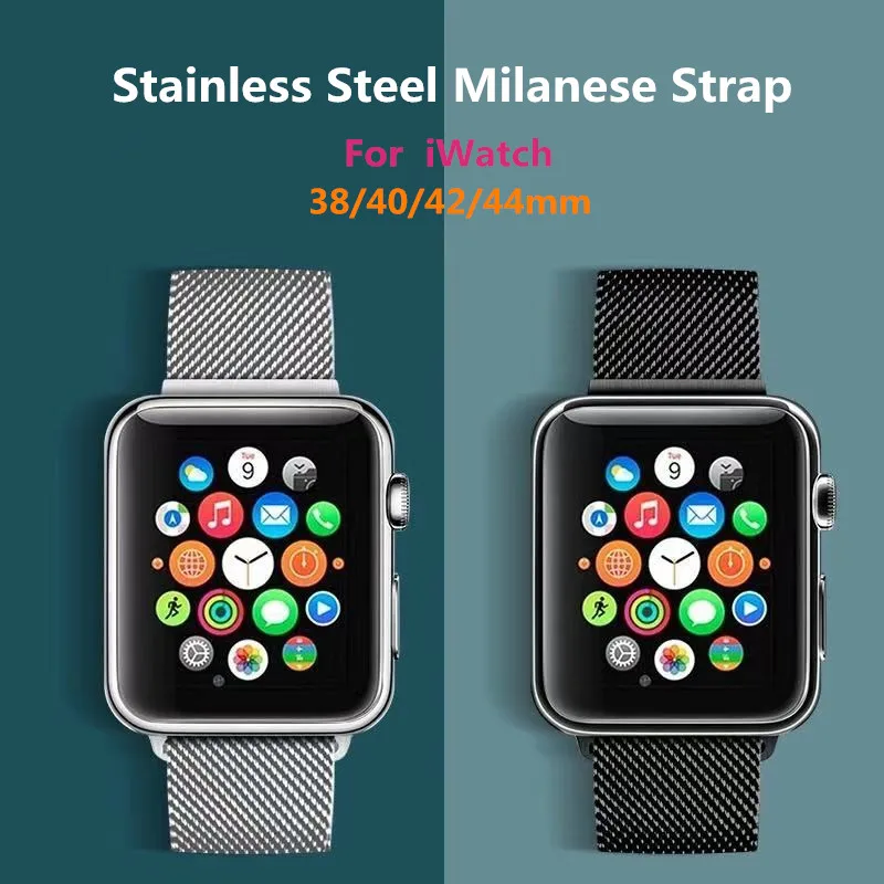 Металлический браслет Миланская петля для Apple watch SE 6 5 Band 44 мм 40 ремешок из нержавеющей стали iWatch series 4 3 2 1 38 42
