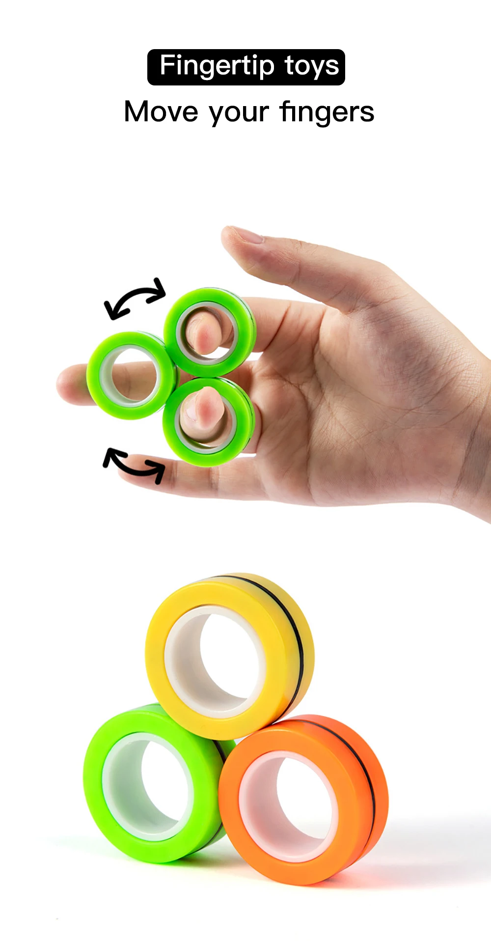 3pcs Magnetic Rings Unzip AntiStress Ring Spinner Magnetic Spinner Magic Ring Tool Bracelet For Children and Adult