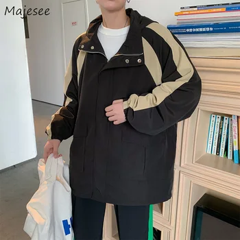 

Men Jacket Loose Zipper Plus Size Korean Fashion Clothes Mens Jackets and Coats Males Retro Hot Sale Black Coat Long Sleeve Soft