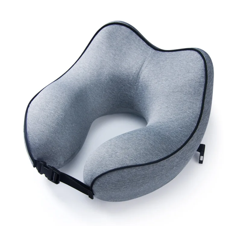 U-образная подушка из хлопка с эффектом памяти и подушка для шеи, переносная подушка для путешествий, u-образная Подушка с эффектом памяти и защитная подушка для шеи - Цвет: Gray
