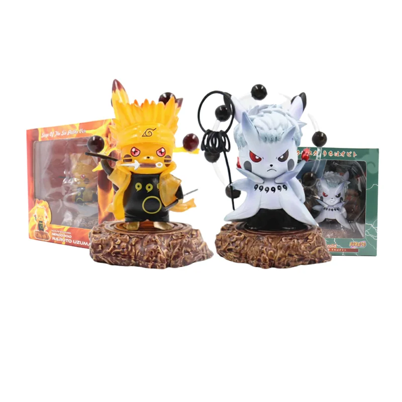 Pokemon Pikachu Naruto Uchiha Obito Anime Figures PVC Pikachu Cosplay Cute Version Toys Action Figma Xmas Gift Doll Juguetes Toy