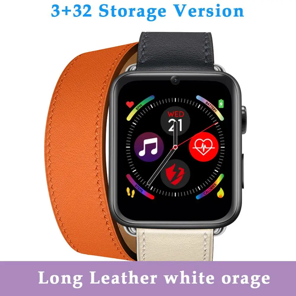 leather colorful 2 LEMFO LEM10 4G Smart Watch 1.82 inch Big Screen Android 7.1 3G RAM 32G ROM LTE 4G Sim Camera GPS WIFI Heart Rate Men Women - Цвет: leather colorful 2