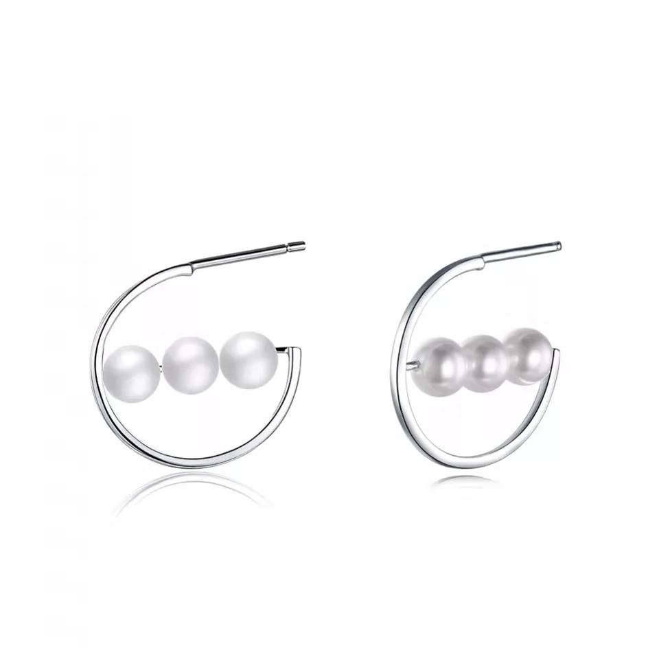 

925 Silver Pearl Earrings Jewelry Vintage Charm Minimalism Geometry Creative Birthday Gift Oorbellen Brincos Earrings for Women