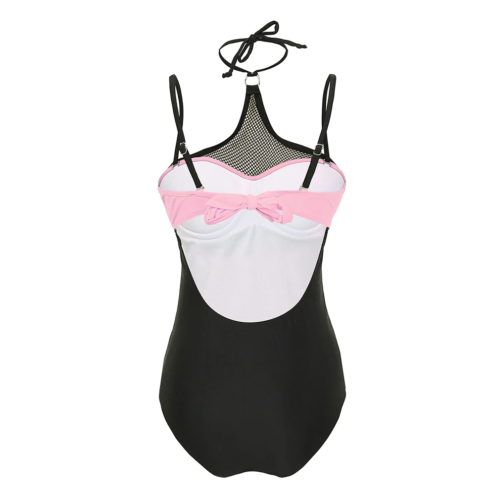 One Piece Swimsuit Women Plus Size Swimwear Push Up Bodysuit Sexy Padded Bathing Suit Female Beachwear Patchwork Swimming Suit