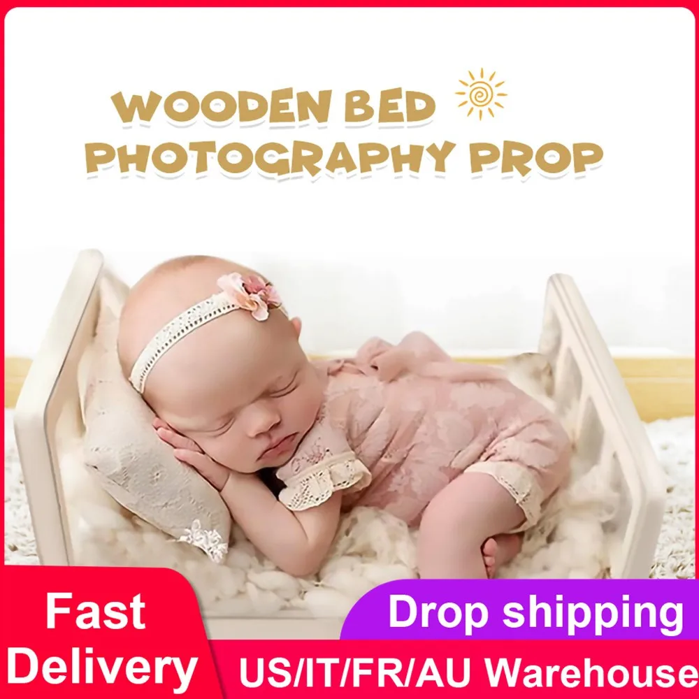 

Crib Detachable Basket Beautiful Wood Bed Accessories Photo Shoot Accessories Infant Baby Posing Gift Photography Background