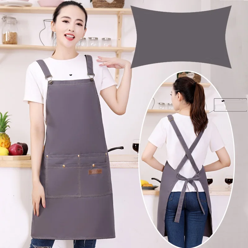 

2019 New Canvas Cooking Kitchen Apron For Woman Men Chef Waiter Cafe Shop BBQ Hairdresser Aprons Custom Logo Gift Bibs Wholesale