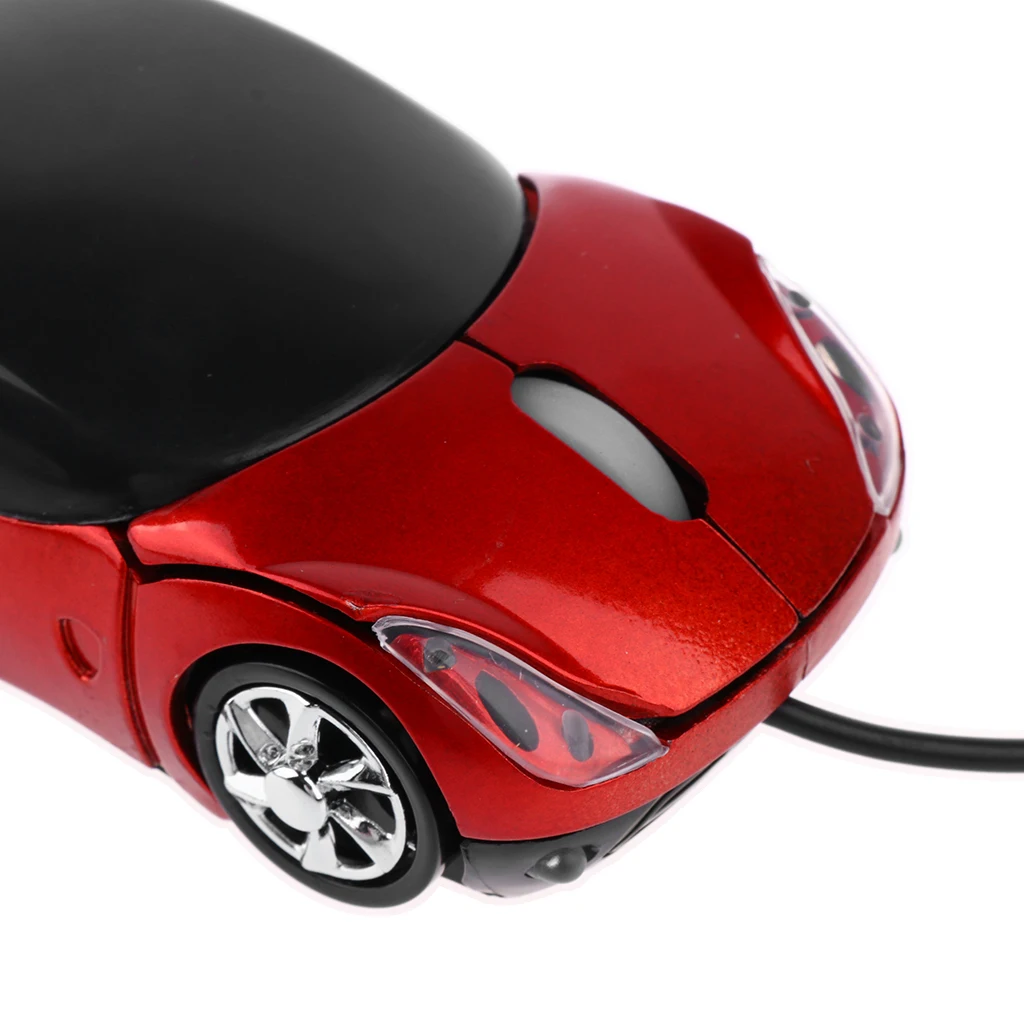3D Car Shape USB Optical LED Light Wired Mouse Mice For Laptop Desktop