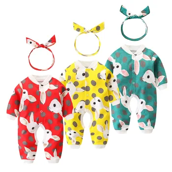 

Newborn Baby Girl Clothes Toddler Headband+Romper Infant Long Sleeve Spring Cotton Kid Jumpsuit Playsuit Outfits Clothing