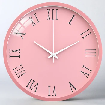 

Simple Art Wall Clock Modern Pink Nordic Fashion Round Wall Clock Glass Minimalist Zegarek Na Sciane Bedroom Home Decor MM60WC